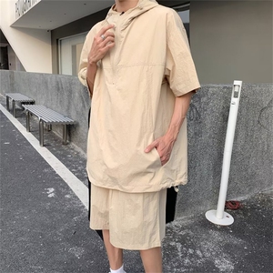 夏季新款连帽短袖短裤两件套宽松百搭运动套装男现货 W8240-P56图片