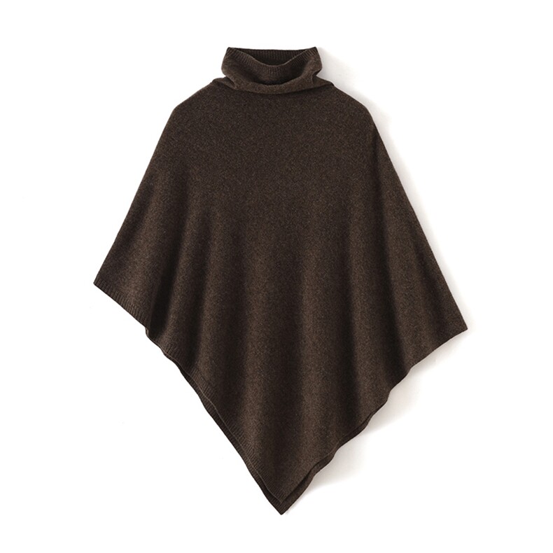 法式复古堆堆领羊毛披肩女2025新款宽松显瘦斗篷针织围巾外套披风，披肩，欣美羊绒
