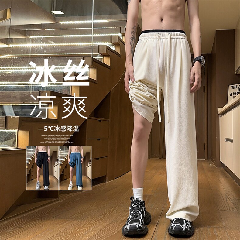 2025春季新款内景大码双腰头冰丝裤M-5XHK25233-特P25,男装休闲裤,电商A022