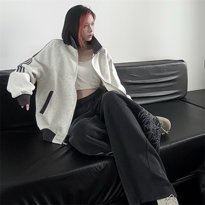 抖音得物高品质 美式高街重磅结构设计拼接织带立领卫衣外套 CM42图片