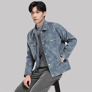 继续美式复古工装轻薄羽绒服外套男秋冬季潮牌工装牛仔夹克衫图片