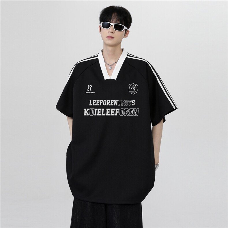 少年感百搭美式休闲高级舒适印花条纹短袖T恤T37-P38,男装T恤,电商C307