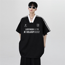 少年感百搭美式休闲高级舒适印花条纹短袖T恤T37-P38，男装T恤，电商C307