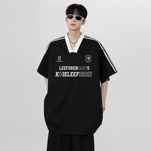 少年感百搭美式休闲高级舒适印花条纹短袖T恤T37-P38图片
