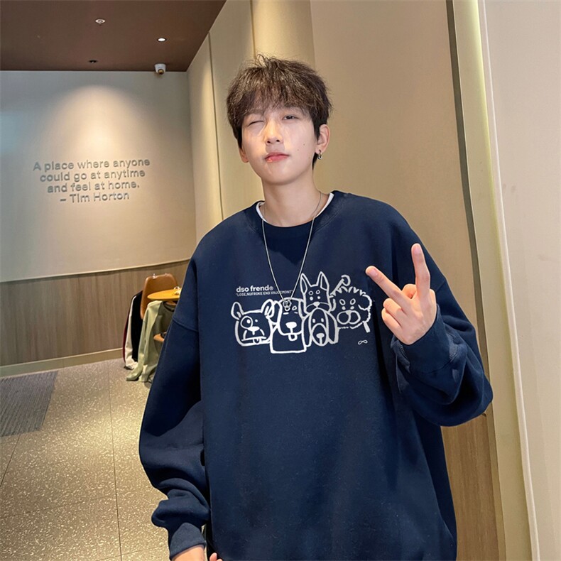 ！圆领卫衣男装港风长袖T恤男外套男WY232-特P23,男装T恤,电商B367