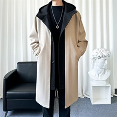 得物外贸数据大货风衣男中长款假两件毛呢大衣男F119-P125爆景D，男装风衣，星座401