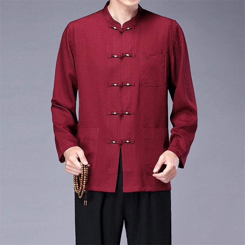 唐装中式长袖外套中老年2023春季新款男装风复古盘扣汉服套装图片