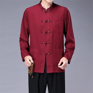 唐装中式长袖外套中老年2023春季新款男装风复古盘扣汉服套装图片