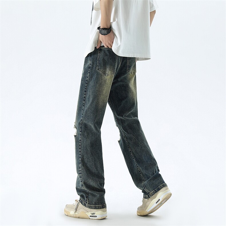 B221美式ins高街暗黑修身破洞弹力牛仔裤LK24182-P65控88,男装牛仔裤,电商B221