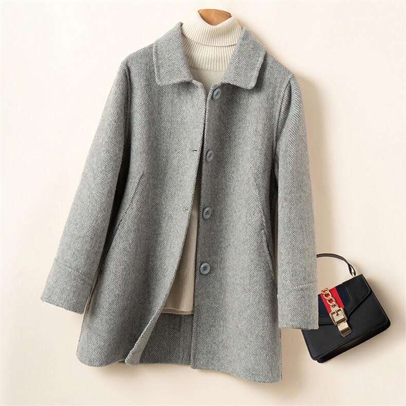 2025年新款双面呢羊毛大衣女小个子短款赫本风羊毛呢外套高端，女装双面呢大衣，优远毛呢大衣