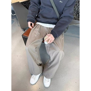 【有货】DG31-P50纯色打褶休闲裤工装裤春秋季男生卡其宽松长裤图片