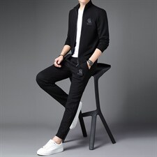 中老年套装男春秋季2023新款开衫爸爸装卫衣中年运动外套春季上衣，男装休闲套装，电商B212（原钱塘6029）