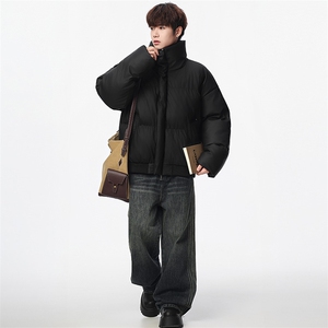 支持二开 立领PU皮棉服男短款棉衣外套宽松面包服 M810-P75图片