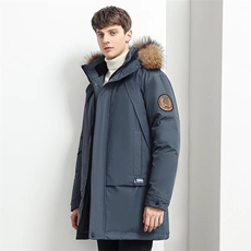 (网图)中长款羽绒服加厚潮牌毛领派克服冬装外套313B-YJ656-P120，男装羽绒服，星座313B