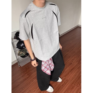 1506/QT5670/P35新款短袖t恤男ins潮牌嘻圆领打底衫上衣夏季