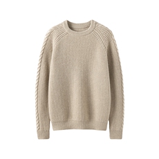 高级质感圆领提花青年冬季保暖毛衣针织羊绒衫，男装羊绒套衫，牧群羊绒