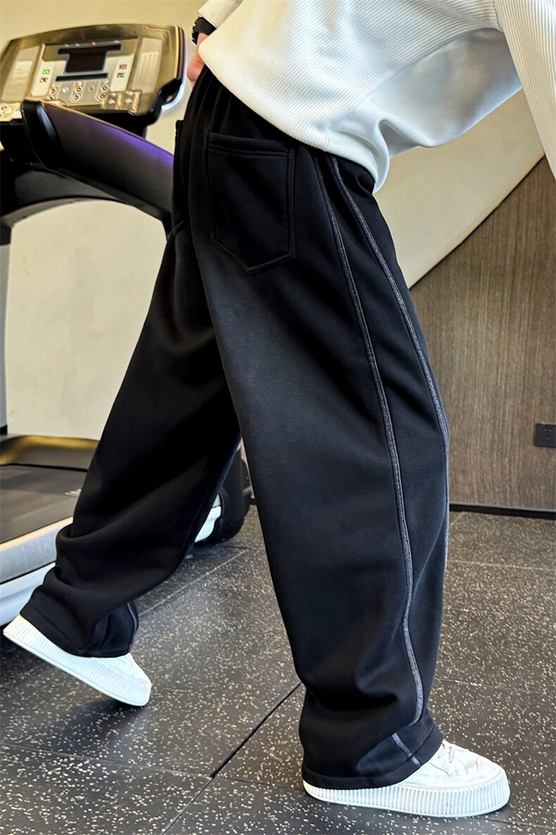 RK6652-绒P78新款复古水洗针织卫裤冬季加绒加厚休闲弯刀卫裤男,男装休闲裤,电商A368