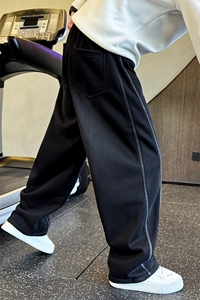 RK6652-绒P78新款复古水洗针织卫裤冬季加绒加厚休闲弯刀卫裤男图片