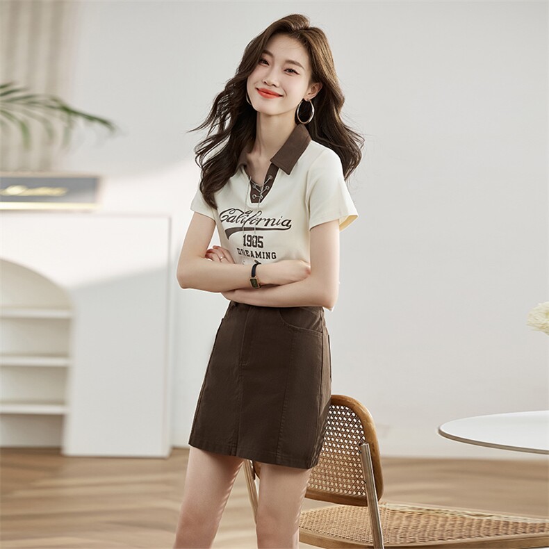 现货新款2023年小个子时尚美式复古两件套套装,女装套装/套裙,采品优优
