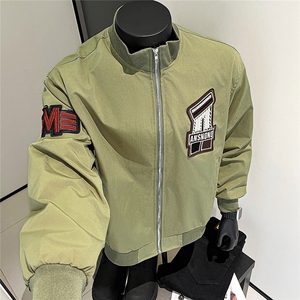 2025秋美式潮牌棒球领飞行夹克男士宽松休闲运动服外套W6696-P60图片