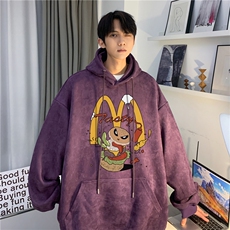 麂皮绒连帽卫衣美式趣味汉堡印花JK23409特批p43-控69，男装卫衣，星座605(原A050)