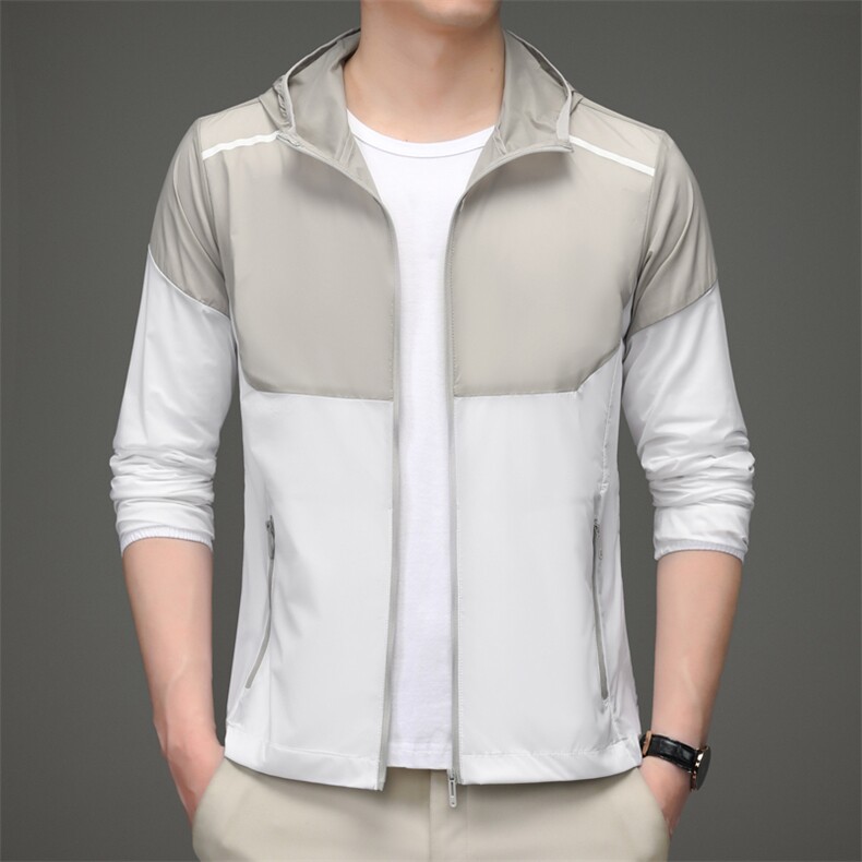 2023夏季新款潮透气速干皮肤衣男装休闲轻薄连帽夹克中年男装外套图片