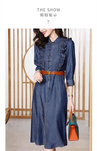 现货牛仔连衣裙,女装连衣裙,迪蔓君翔