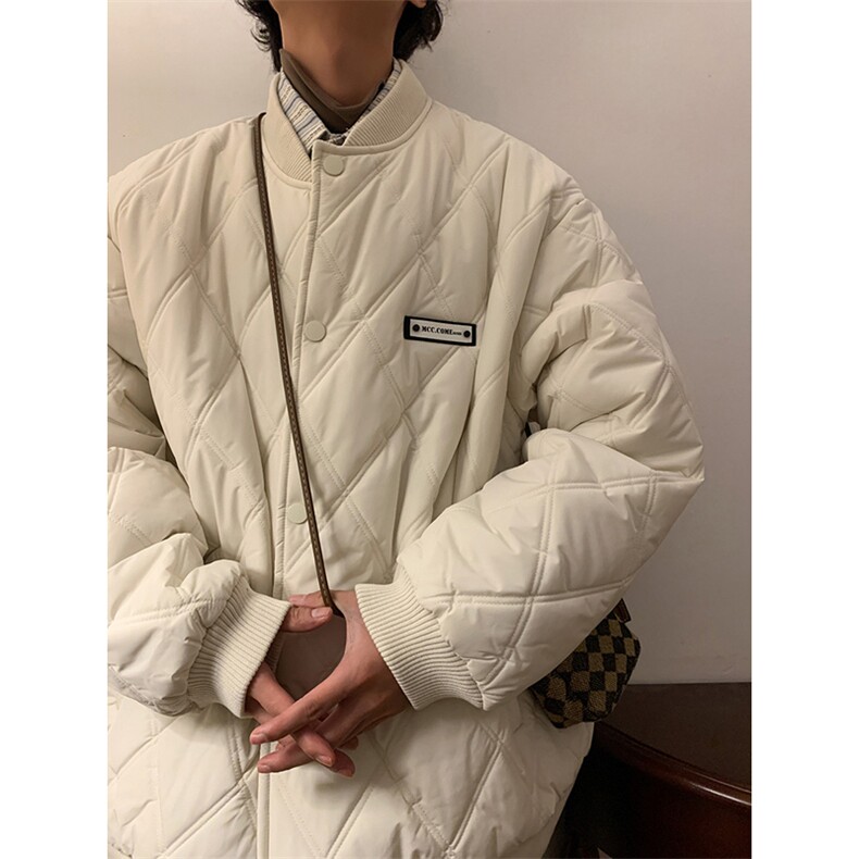 W8206特P85控138菱形格压棉棒球服宽松加厚外套棉服棉衣情侣,男装棉衣,电商B205