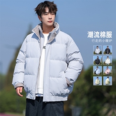 美式潮流防泼水格子撞色保暖棉衣男2025新款假两件上衣MY2515-P85，男装棉衣，星座610（原A335）