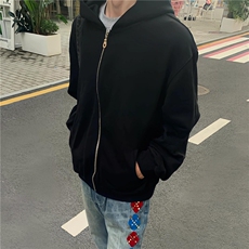 美式cleanfit连帽重磅弯曲拉链高级感短款卫衣男春秋季Boxy外套潮，男装卫衣，星座506A