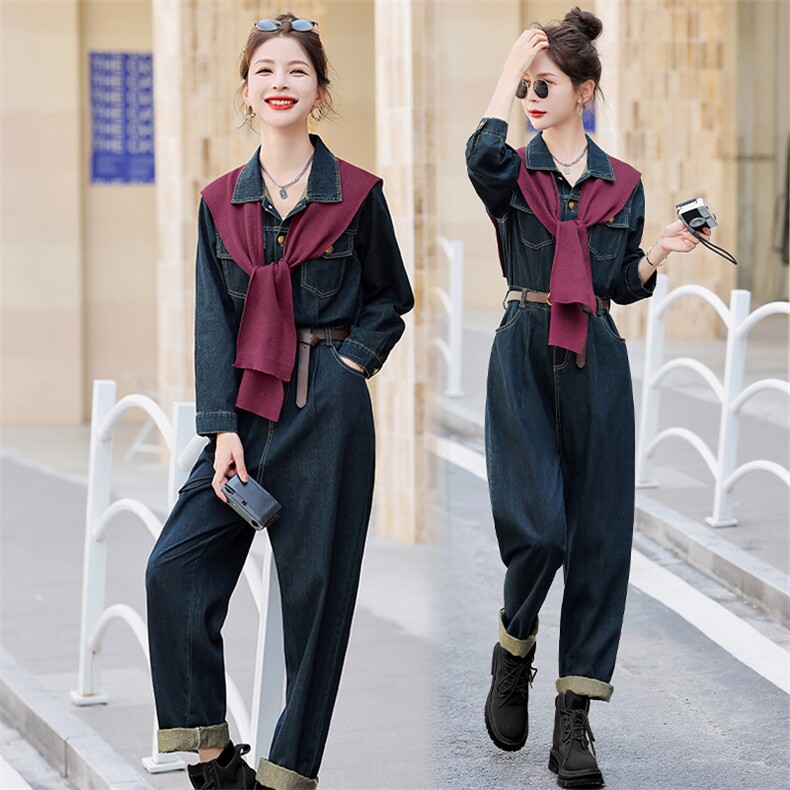 欧货休闲工装牛仔连体裤潮2025早春新款女流行减龄高级连衣裤，女装连体裤，瑶迪依秀