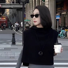 2025春季穿搭一整套女高级气质连帽针织马甲休闲百搭上衣两件套潮，女装针织衫/毛衣，锦瑟羊绒