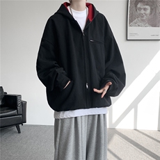 8XL-M美式复古撞色连帽水洗夹克男高级感做旧情侣外套JK1327P88，男装夹克，电商D206-1