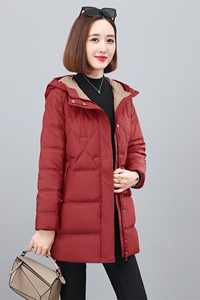 时尚中长款修身显瘦保暖羽绒服女图片
