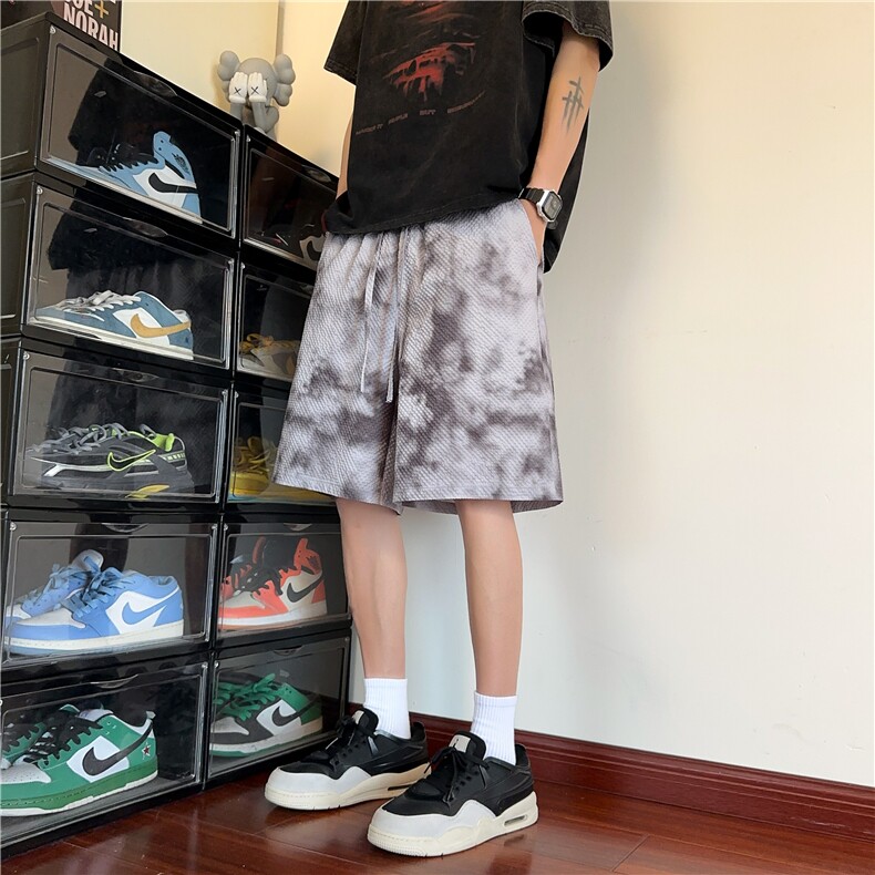 2025夏季新款潮流扎染泡泡格宽松五分裤B315-K25593-特p20控39,男装休闲裤,电商B315