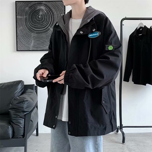 夹克男春秋韩版宽松痞上衣服百搭ins港风假两件外套  W1606-P58图片