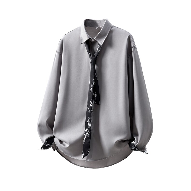 情侣领带款M-5XL大码衬衣防晒衣男长袖衬衫7974P45控68立体白底，男装防晒衣，星座227-7