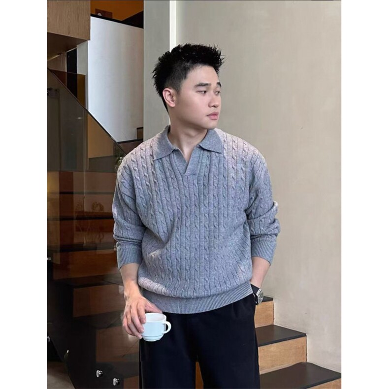 网图慎用海鸥领D1201降P75男麻花毛衣针织衫潮老钱风,男装针织衫/毛衣,电商B216（原B302）