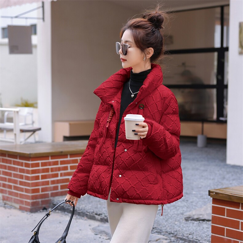 新年红色短款羽绒棉服女2026冬季新款小个子洋气立领保暖棉袄外套,女装棉衣/棉服,尚娜萱