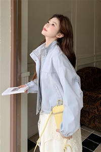 现货新款 淡蓝色宽松休闲短外套女春秋季上衣2C353--722#P165K268图片