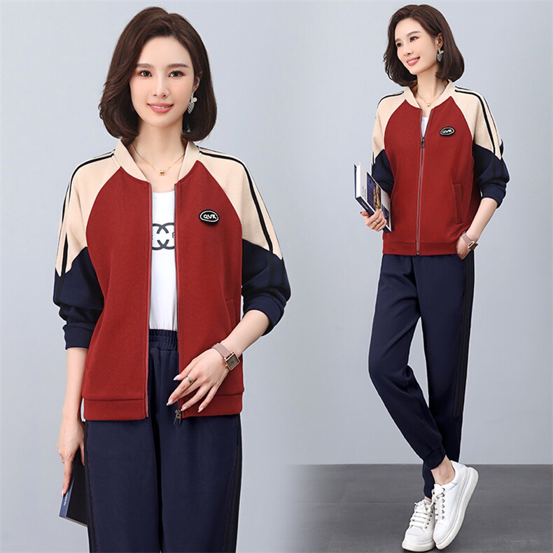运动装套装女2025新款中老年女装时尚休闲中年妈妈运动服两件套装,女装套装/套裙,涵誉