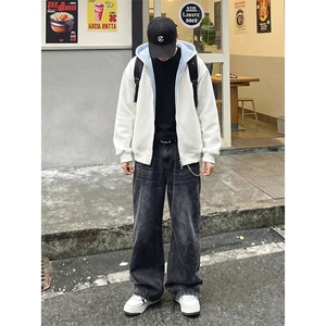 双拉链头 重磅420克卫衣撞色连帽开衫美式情侣外套WY5816 P52图片