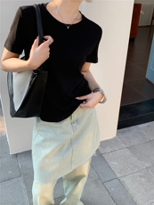 天丝羊毛圆领短袖面膜T恤，女装T恤，庆大羊绒