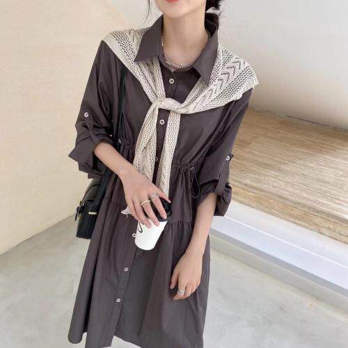 秋季衬衫裙，女装衬衫，吉之红