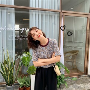 复古碎花宽松百搭雪纺上衣3099#现货图片