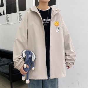 JK01-P45港风连帽夹克春季男潮流大码开衫男休闲外套男图片