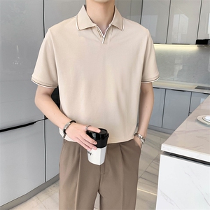夏轻熟风高级V领Polo衫ins套头翻领半截袖体恤PL21/P45特控78图片