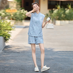 新中式国风短裤套装女2025夏季新款小个子巨好看的超火减龄两件套图片