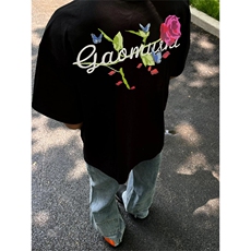 网图有货花卉刺绣原创短袖夏季重磅情侣t恤高街半袖A325-P35，男装T恤，星座1505