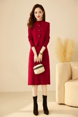 新中式小香风女2025春秋冬新款高档减龄气质毛衣连衣裙，女装针织衫/毛衣，央宝儿